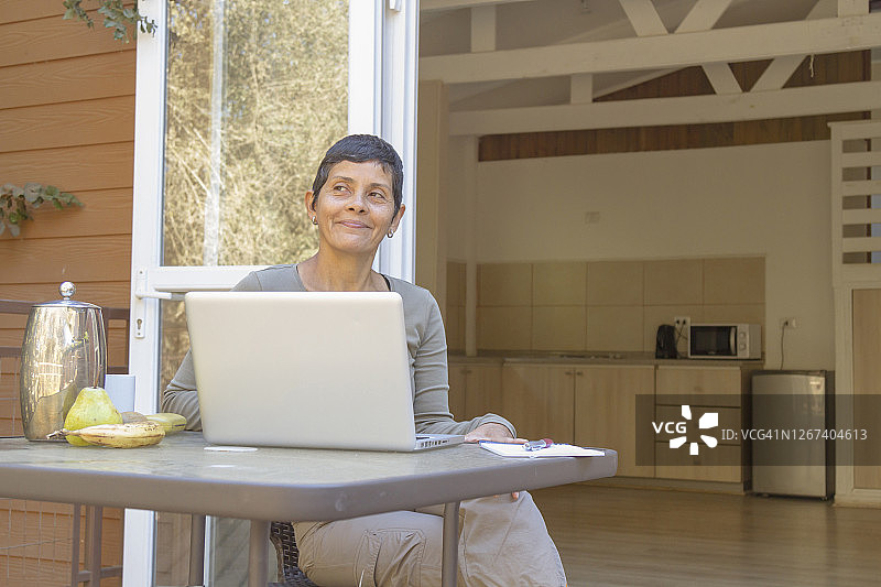 在家工作的成熟拉丁美洲女商人图片素材