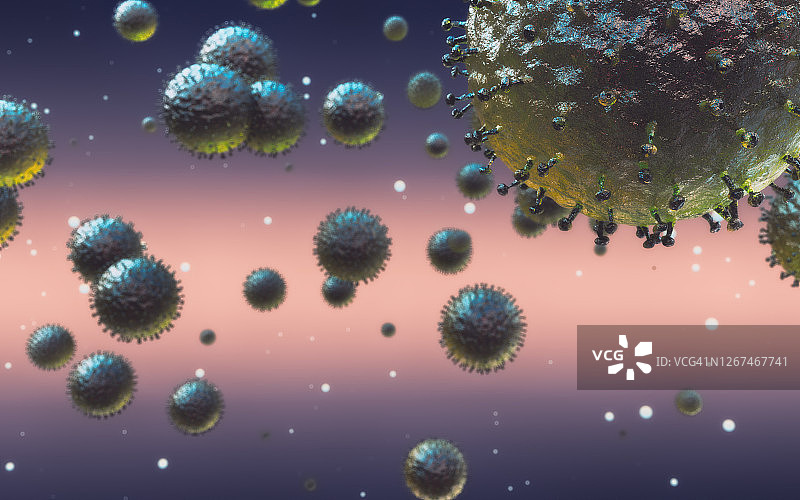 新冠病毒3D渲染图片素材