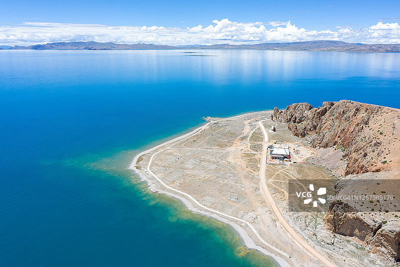 纳木错湖鸟瞰图图片素材