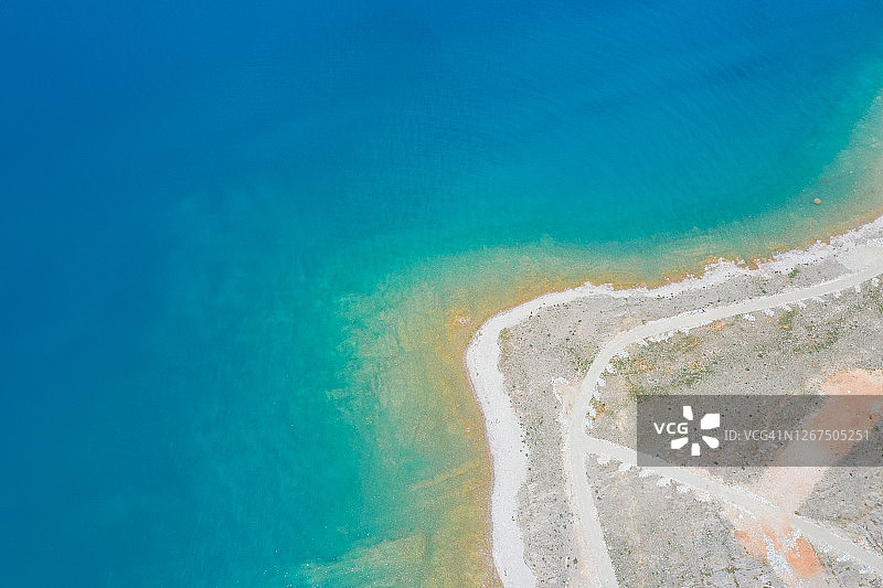 纳木错湖鸟瞰图图片素材