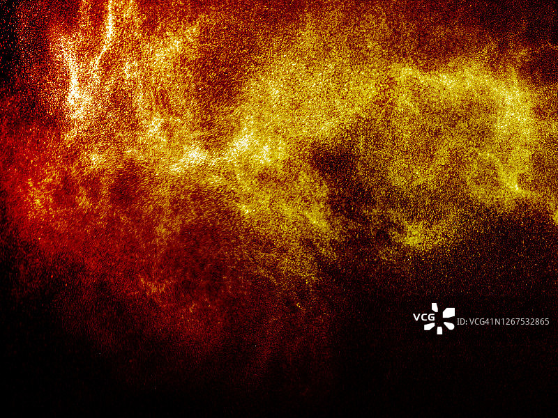 黑色背景上火焰液体颗粒喷射全画幅背景图片素材