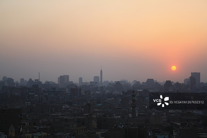 开罗城市景观的日落景色图片素材