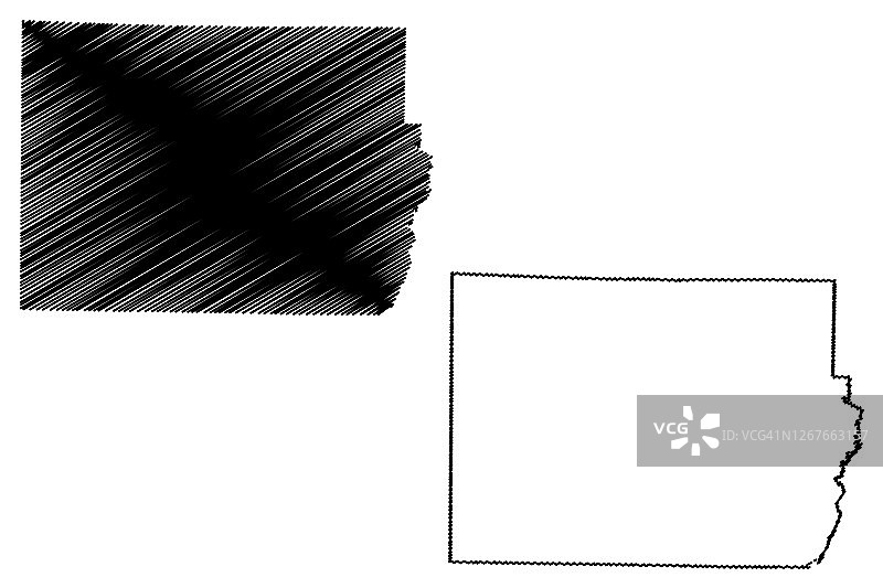 伊利诺伊州佩里县地图矢量插图图片素材