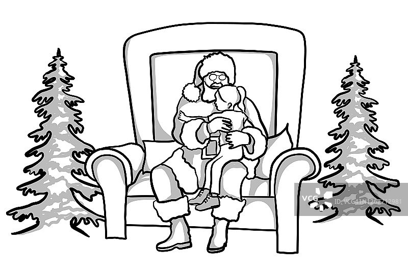 圣诞老人膝上的儿童图片素材