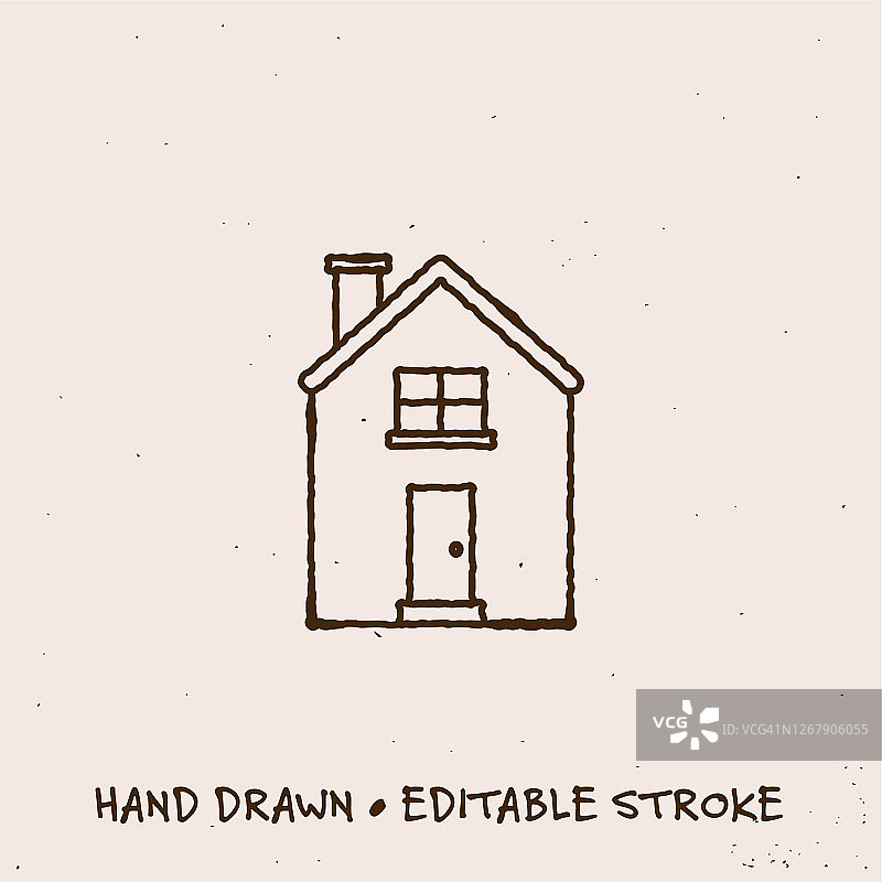 带可编辑笔触的手绘房屋图标图片素材