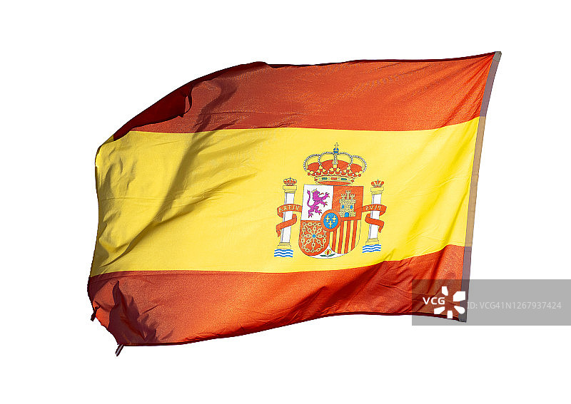白色背景上的西班牙国旗图片素材