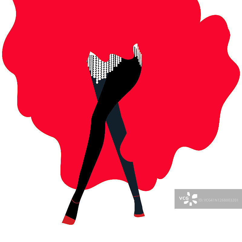 穿着红色连衣裙的滑稽舞女郎插画图片素材