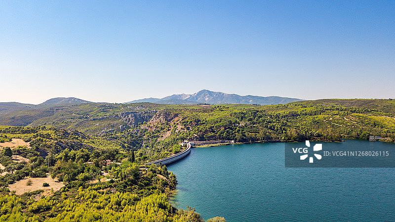 希腊雅典马拉松湖大坝航拍照片图片素材