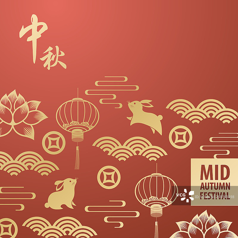 中秋节金色图案图片素材