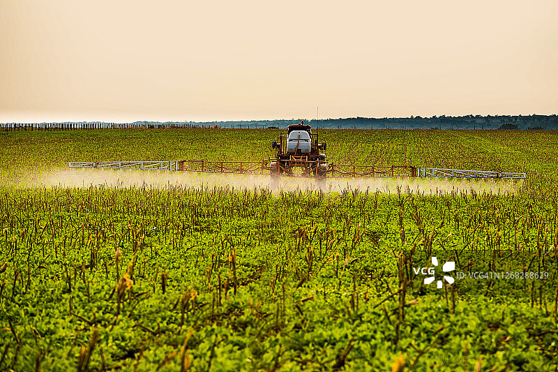 大豆田农药喷洒图片素材