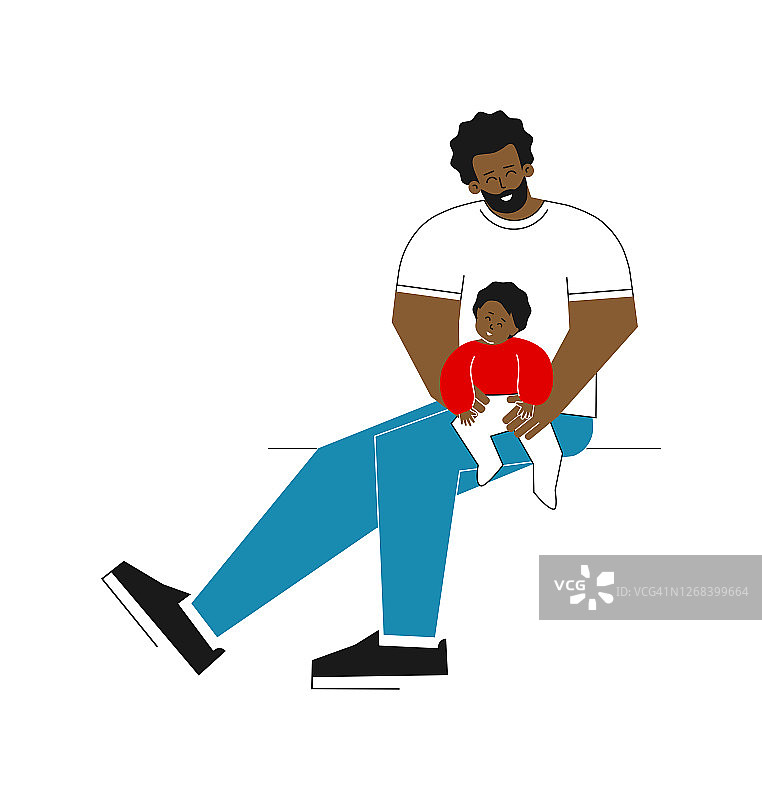 矢量非洲裔父亲抱着孩子图片素材