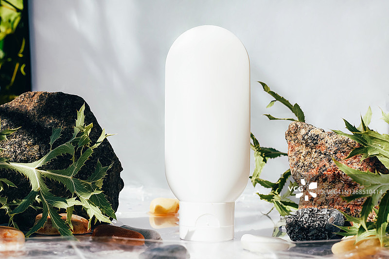 白色背景上的天然化妆品容器图片素材