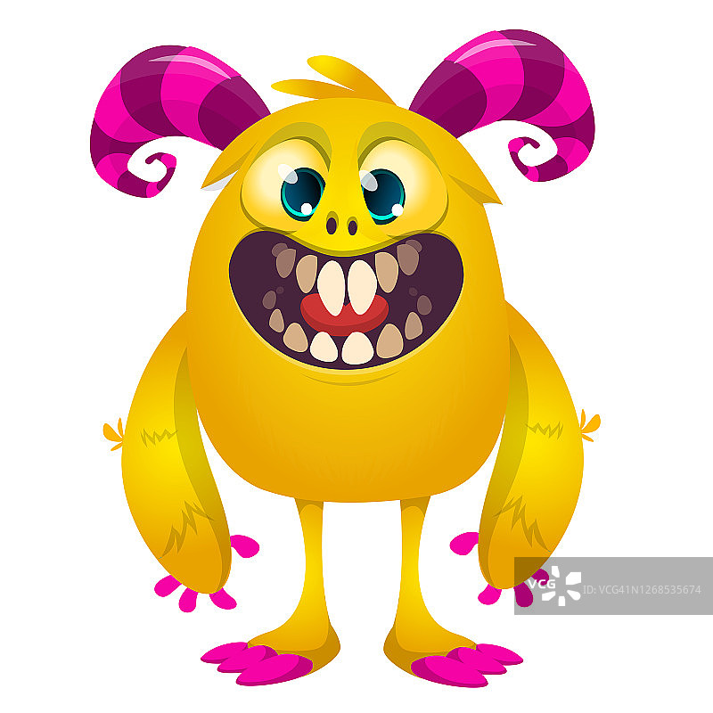 快乐的卡通怪物角色。万圣节矢量插图图片素材