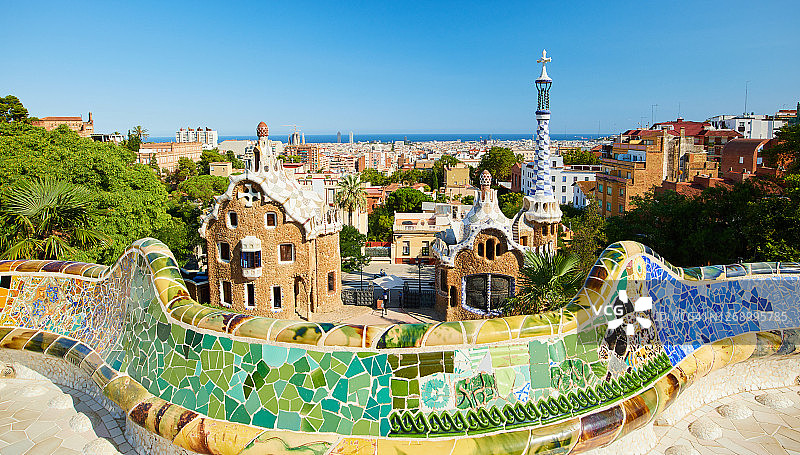 西班牙巴塞罗那的奎尔公园图片素材