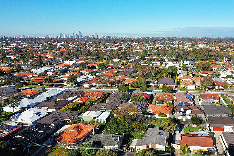 西澳大利亚珀斯郊区社区航拍图片素材