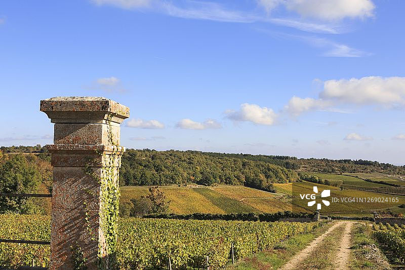 法国勃艮第博恩郊外的圣罗曼小村庄图片素材