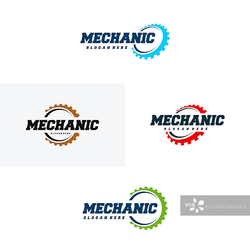 齿轮Logo设计模板矢量素材，机械Logo符号，Logo符号图标模板图片素材