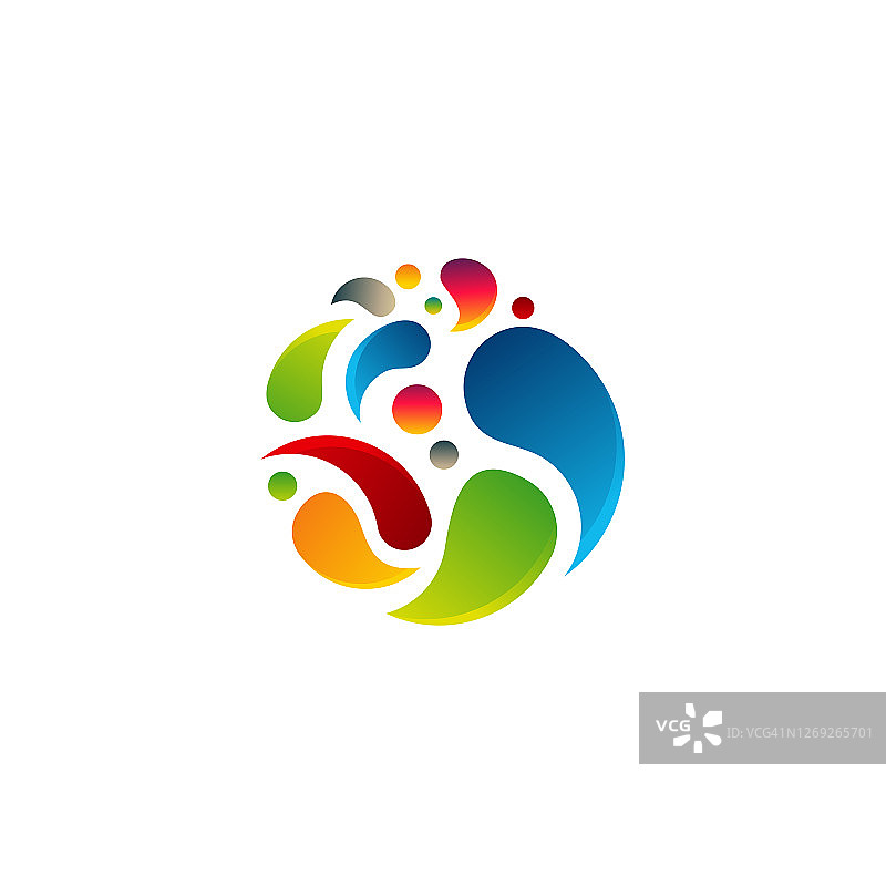 彩色球标志符号，彩弹标志设计概念矢量图图片素材