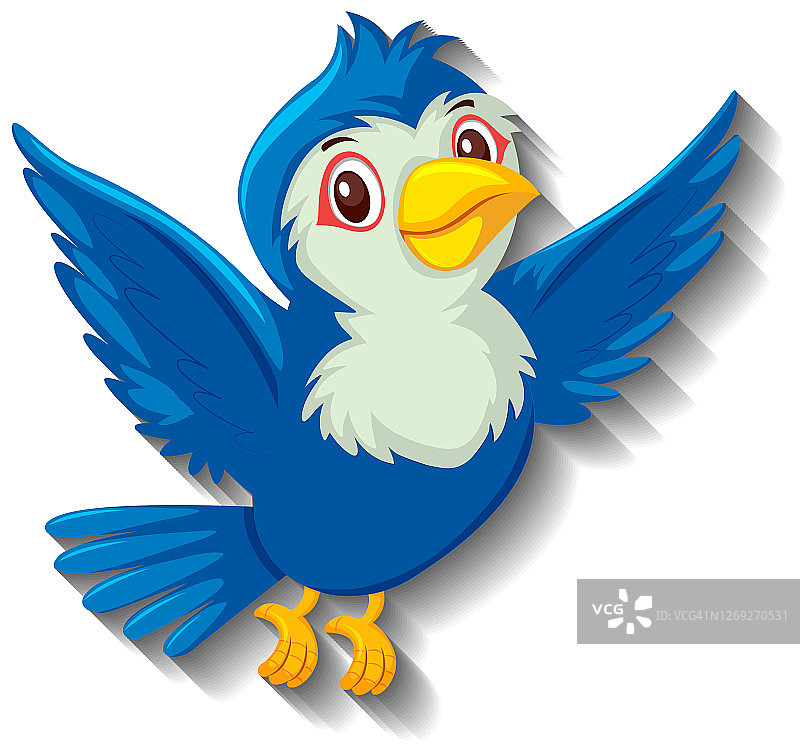 可爱蓝色小鸟卡通形象图片素材