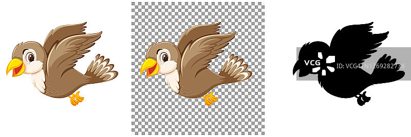 可爱的麻雀卡通角色图片素材