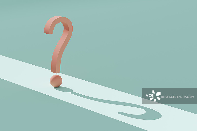 绿色背景上的橙色问号3D渲染图片素材