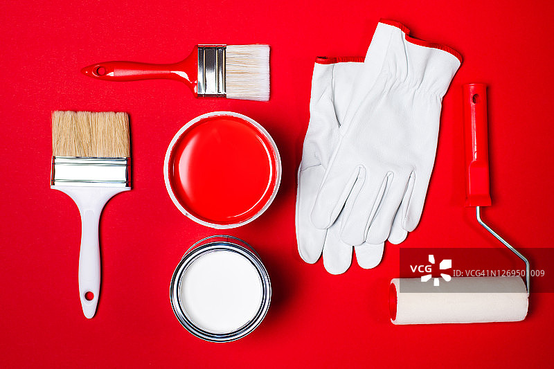 准备好翻新的清洁油漆工具图片素材