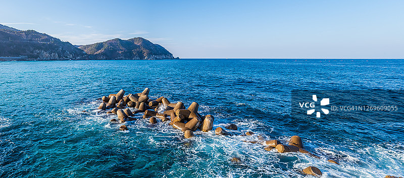 韩国江原道三陟全景海景图片素材