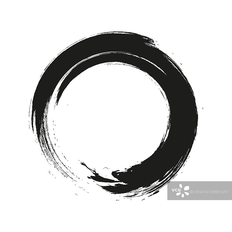 白色背景上的矢量笔刷笔触圆圈，墨水手绘笔刷圆圈，Logo、标签设计元素矢量图，黑色抽象Grunge圆圈，框架图片素材