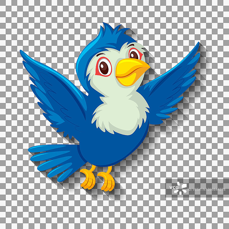 可爱蓝色小鸟卡通形象图片素材