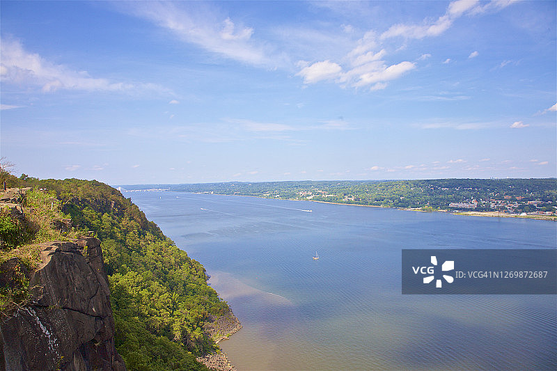 夏季看到的卑尔根县哈德逊河西岸图片素材