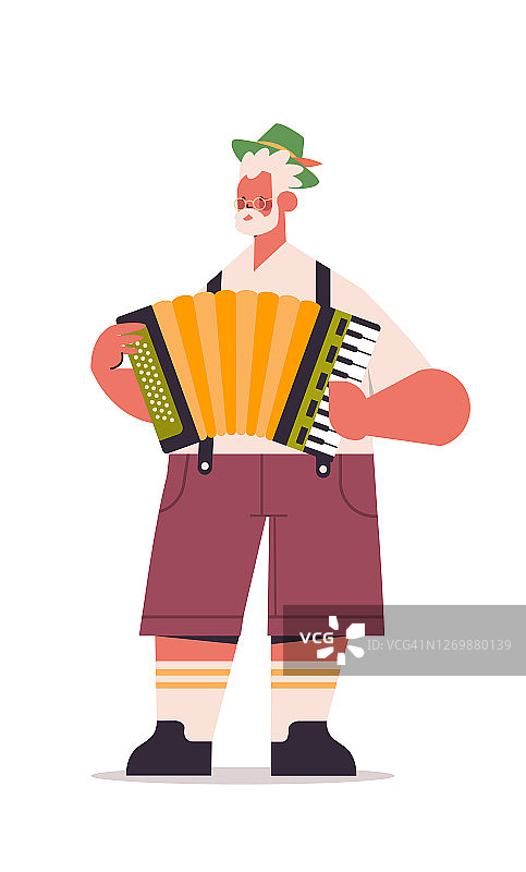 在啤酒节上演奏手风琴的音乐家图片素材