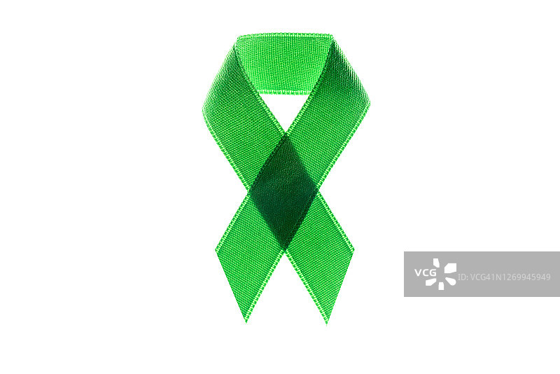 白色背景上的绿色丝带图片素材