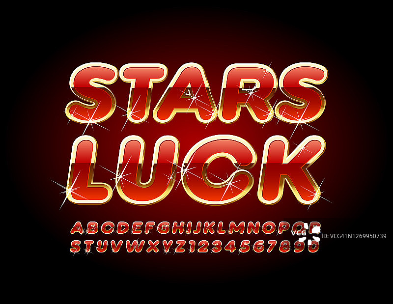 红色和金色字母数字星星幸运闪光标志矢量图片素材