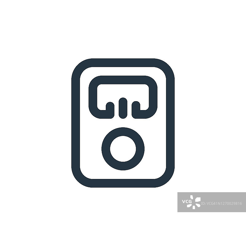白色背景上的iPod矢量图标。用于网站设计和移动应用程序开发的轮廓细线iPod图标矢量插图图片素材