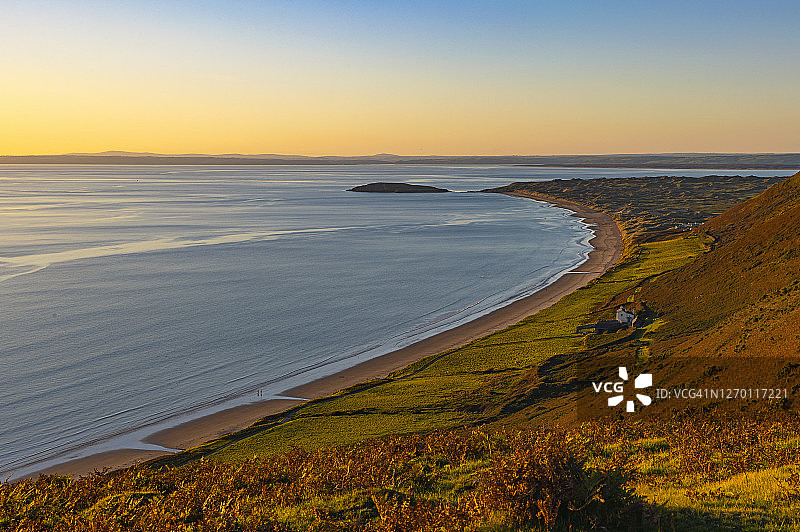 罗斯里海湾日落图片素材