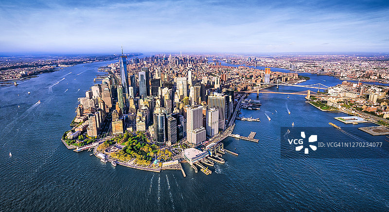 纽约曼哈顿下城全景航拍图片素材