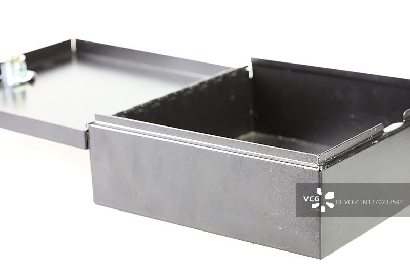 白色背景上的奖章现金锁箱图片素材