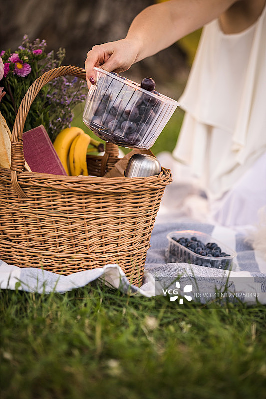 在篮子里装上最好的野餐食材图片素材