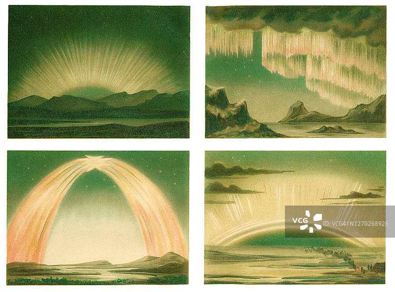 极光古董插画图片素材