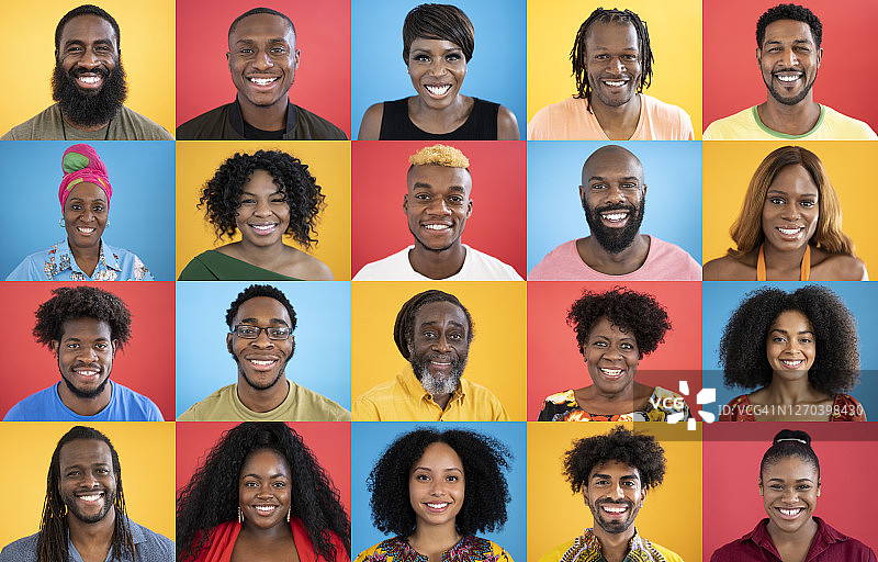 不同肤色的黑人微笑头像照片图片素材