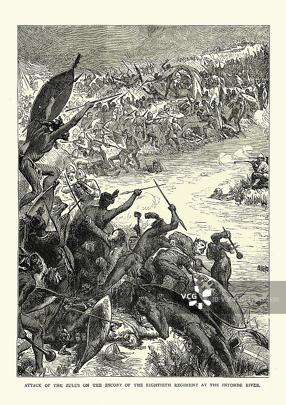 祖鲁战士击溃英国士兵，Intombe战役图片素材