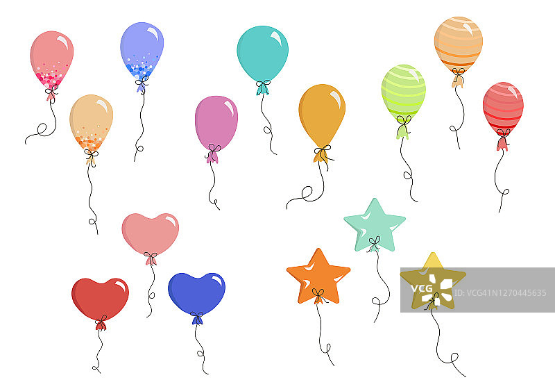 节日彩色气球涂鸦风格矢量图图片素材
