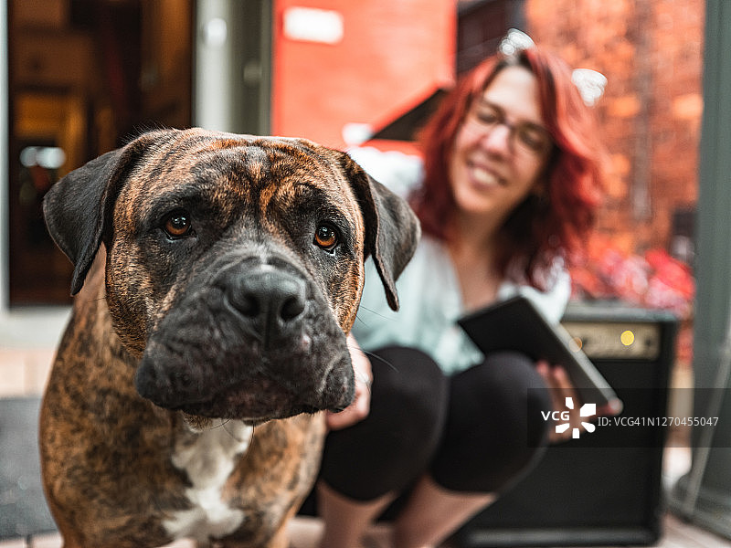 带着狗的女人图片素材