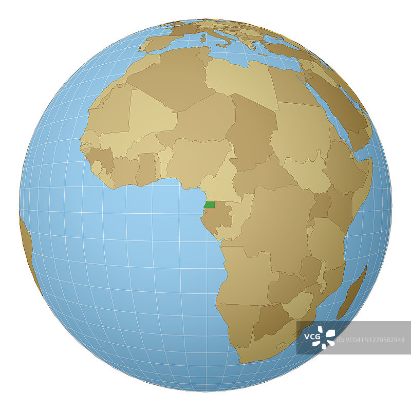 以赤道几内亚为中心的地球图片素材