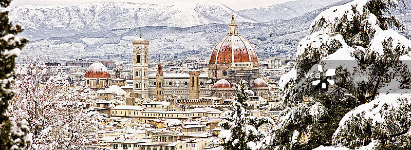 雪景下的城镇风光图片素材