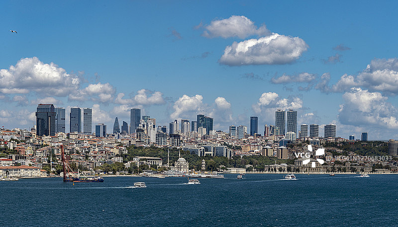 土耳其伊斯坦布尔天际线和博斯普鲁斯海峡图片素材