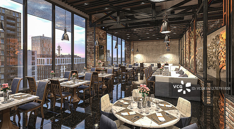 空旷的豪华餐厅图片素材