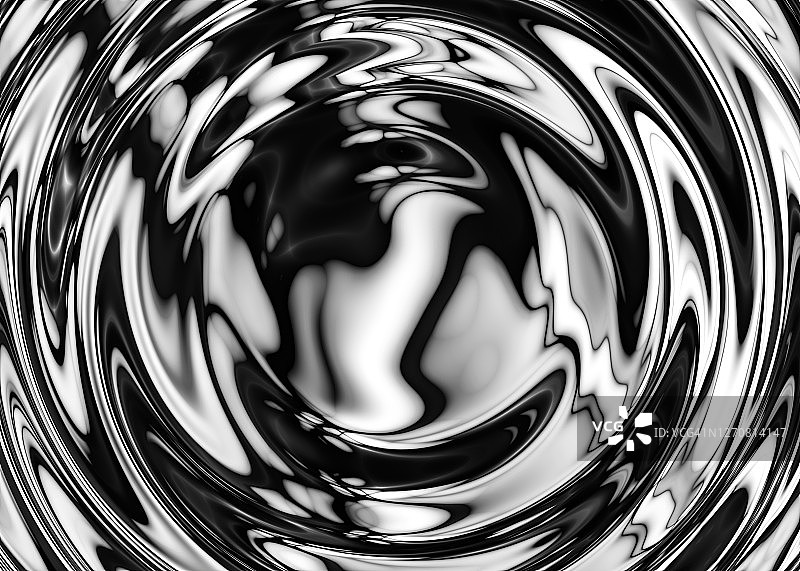 银色漩涡液体融化波浪流动抽象背景黑白图片素材