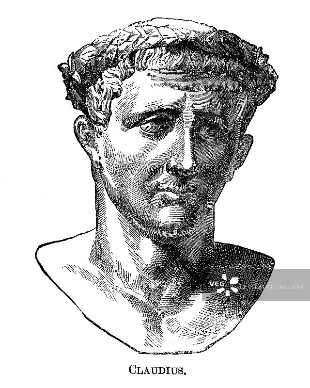 克劳狄乌斯（提贝里乌斯·克劳狄乌斯·凯撒·奥古斯都·日耳曼尼库斯），罗马皇帝肖像图片素材