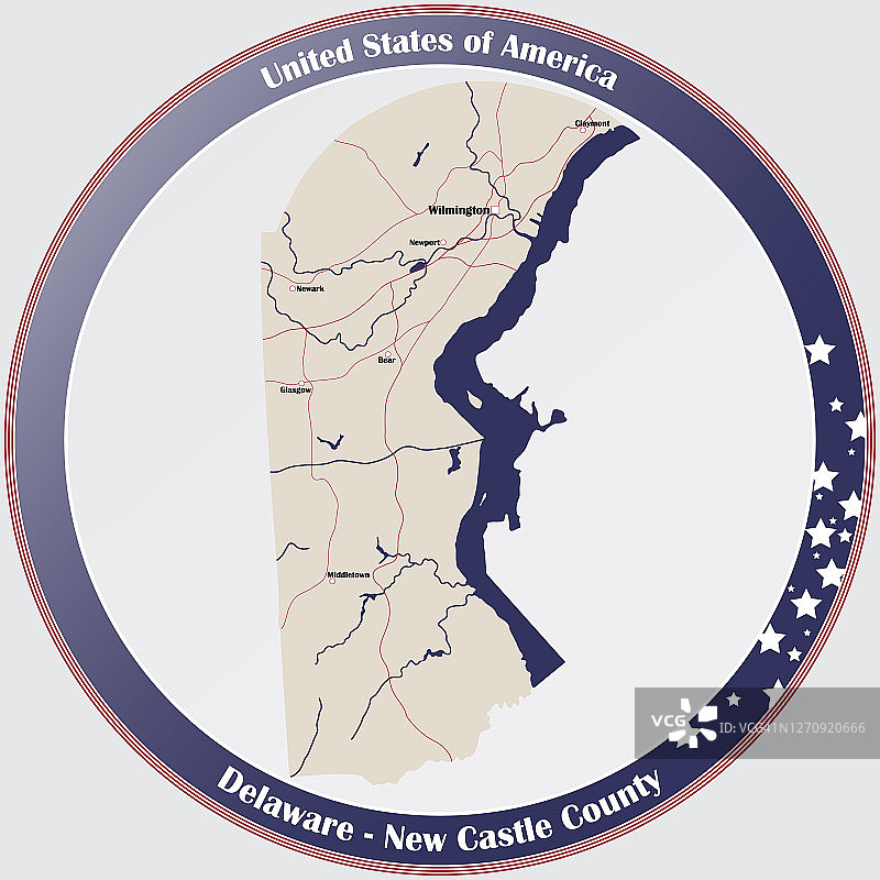 特拉华州纽卡斯尔县地图图片素材